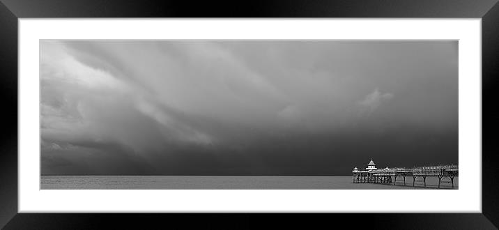 Clevedon Pier before the storm Framed Mounted Print by Roger Byng