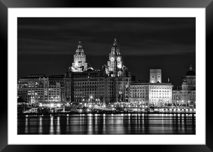 Liverpool at night Framed Mounted Print by Wayne Molyneux