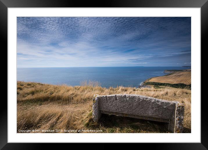 Clifftop Seat Framed Mounted Print by Phil Wareham