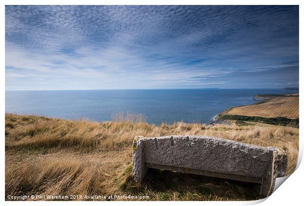 Clifftop Seat Print by Phil Wareham