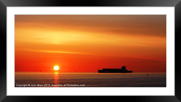 Sunset Silhouette Framed Mounted Print by John Wain