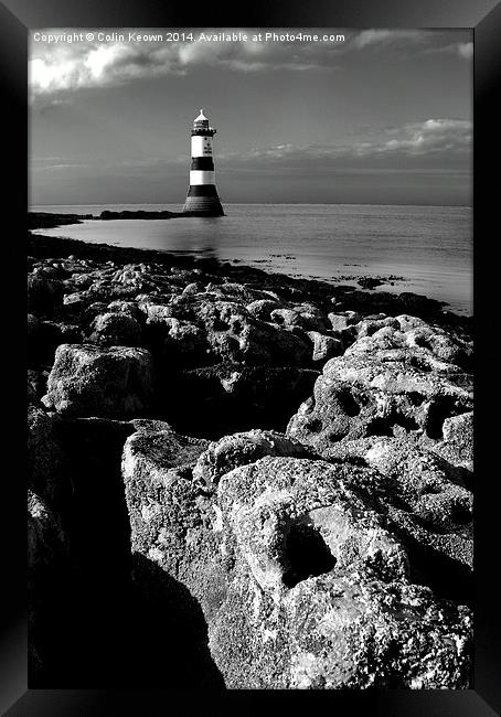 Trwyn Du Lighthouse Framed Print by Colin Keown