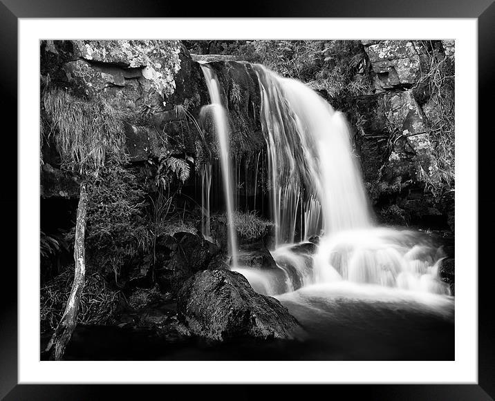 Majestic Flowing Waterfall in Scottish Highlands Framed Mounted Print by Jim Round