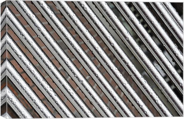Diagonal Bars with Raindrops Canvas Print by Jean Gill
