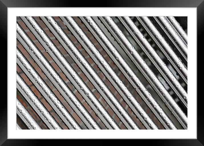 Diagonal Bars with Raindrops Framed Mounted Print by Jean Gill