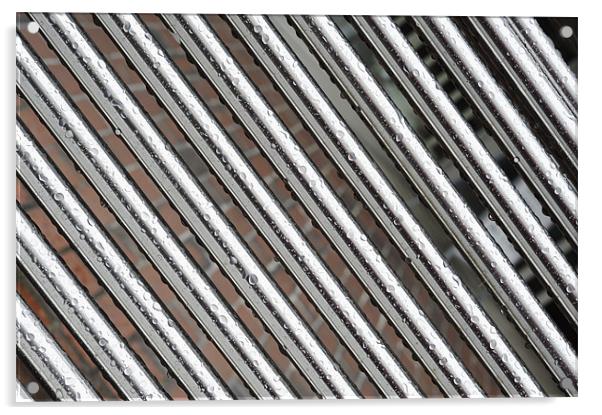 Diagonal Bars with Raindrops Acrylic by Jean Gill