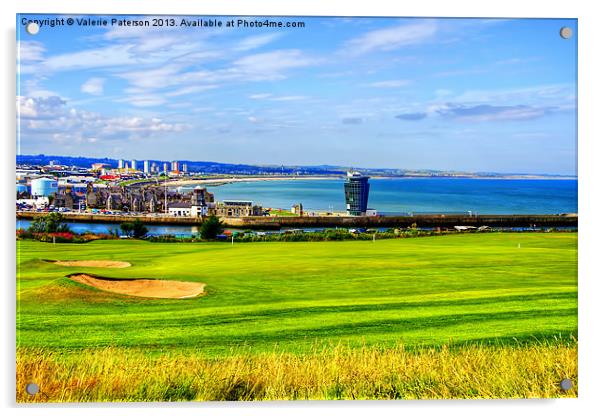 Golf At Aberdeen Harbour Acrylic by Valerie Paterson