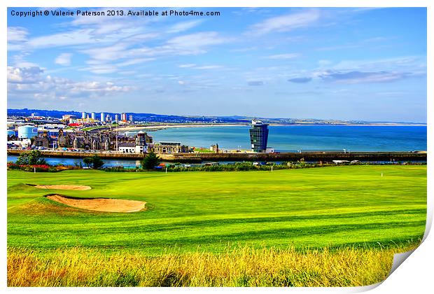 Golf At Aberdeen Harbour Print by Valerie Paterson