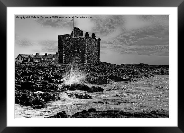 Portencross Castle Framed Mounted Print by Valerie Paterson