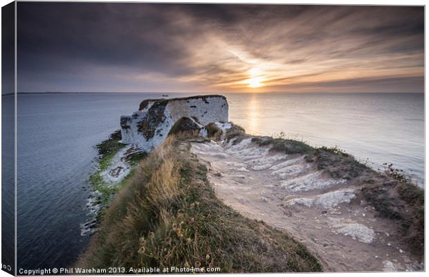 Sunrise at Old Harry Canvas Print by Phil Wareham