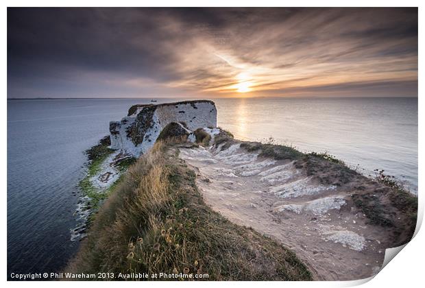 Sunrise at Old Harry Print by Phil Wareham