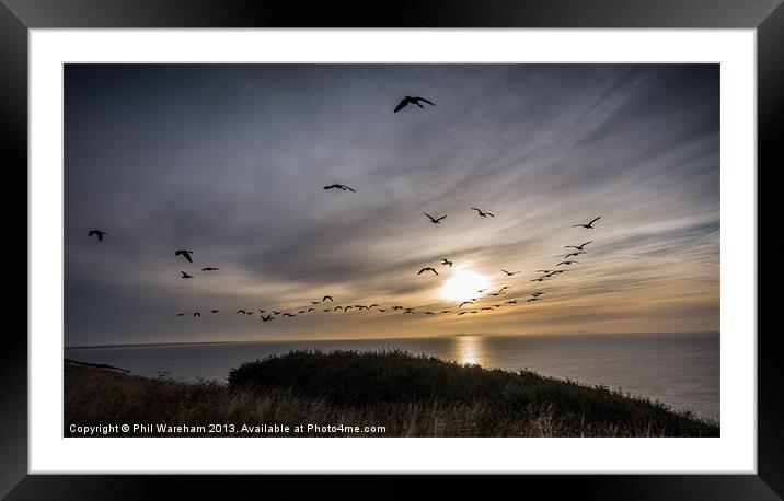 Flying into the sunrise Framed Mounted Print by Phil Wareham