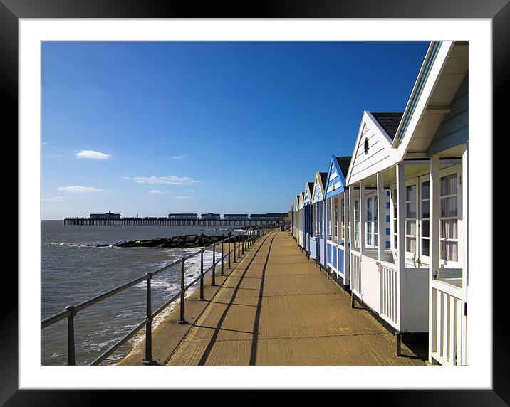 Southwold Pier and Beach Huts Framed Mounted Print by Bill Simpson