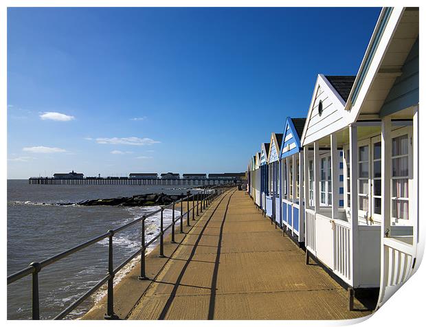 Southwold Pier and Beach Huts Print by Bill Simpson