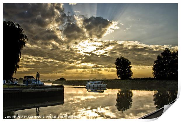Early Morning Broads Cruise Print by Ray Nelson