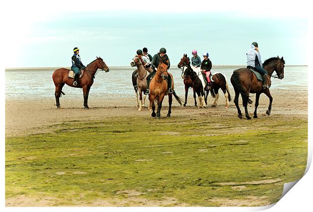 Horses Training on the Causeway to Lindisfarne, No Print by Paul M Baxter