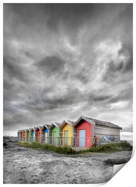 Blyth Beach Huts Print by Mike Sherman Photog