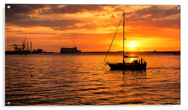 Harbourside sunset Acrylic by Carmen Clark