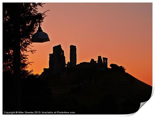 Sunset at Corfe 3 Print by Mike Streeter
