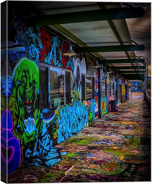 Colourful, graffiti-decorated building Canvas Print by Gareth Burge Photography