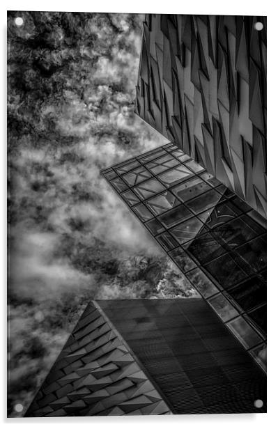 Storm clouds over modern building Acrylic by Gareth Burge Photography