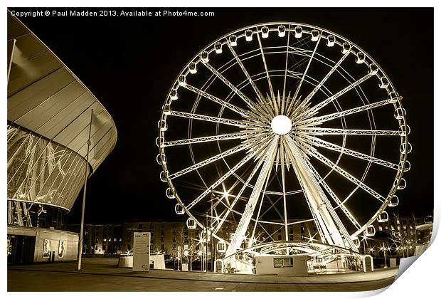 Big wheel and Echo Arena Liverpool Print by Paul Madden