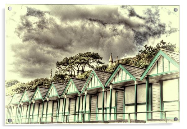 Langland Bay Beach Huts 3 Acrylic by Steve Purnell