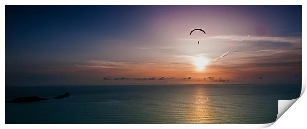Paragliding over Worms Head Print by Leighton Collins