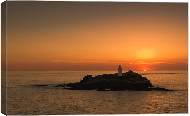 Godrevy Lighthouse Sunset Canvas Print by Roger Byng