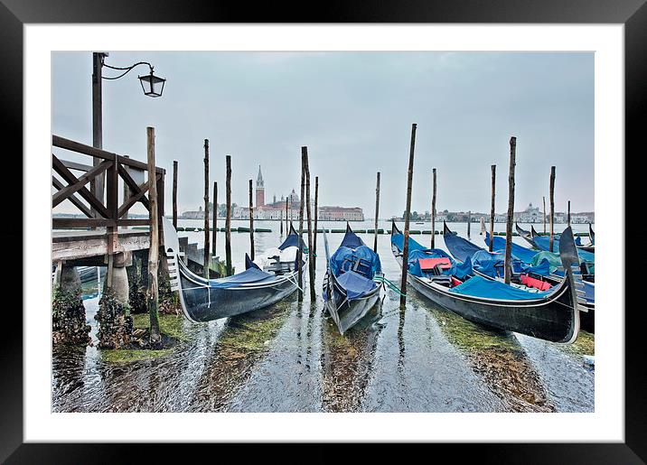 Gondola Parking Venice Framed Mounted Print by Jean Gill