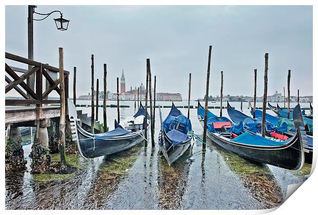 Gondola Parking Venice Print by Jean Gill