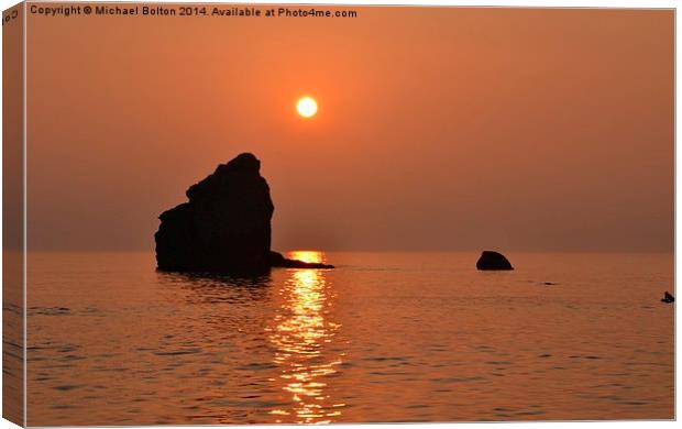 Sunset at Thurlestone Rock Canvas Print by Michael Bolton