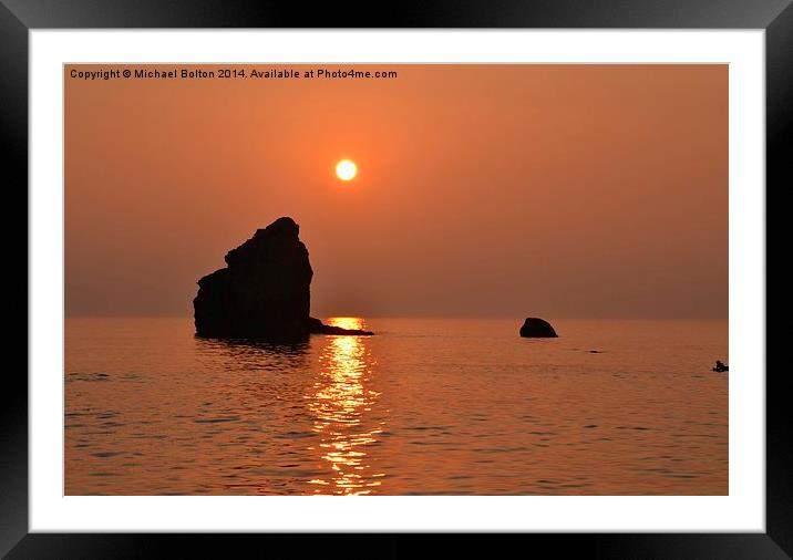 Sunset at Thurlestone Rock Framed Mounted Print by Michael Bolton