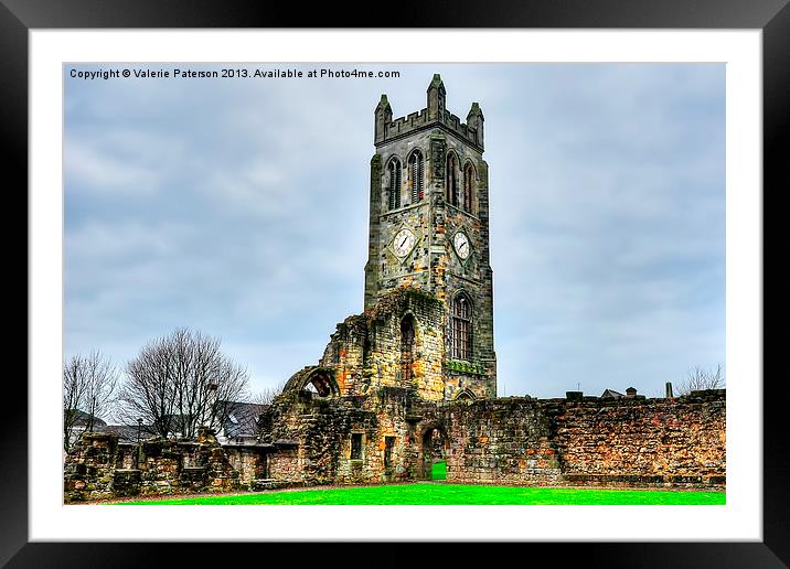 Kilwinning Abbey Clock Tower Framed Mounted Print by Valerie Paterson
