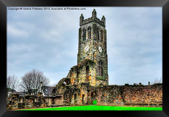 Kilwinning Abbey Clock Tower Framed Print by Valerie Paterson