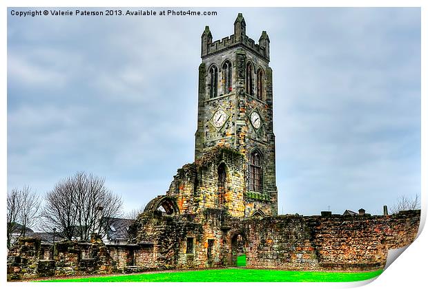 Kilwinning Abbey Clock Tower Print by Valerie Paterson