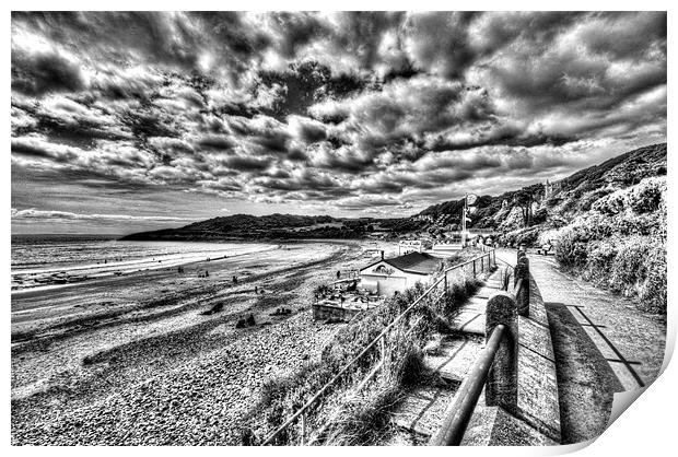 Langland Bay Mono Print by Steve Purnell