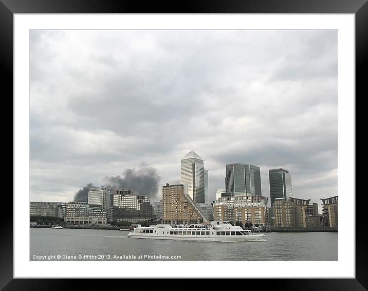 Smoke at Canary Wharf Framed Mounted Print by Diane Griffiths