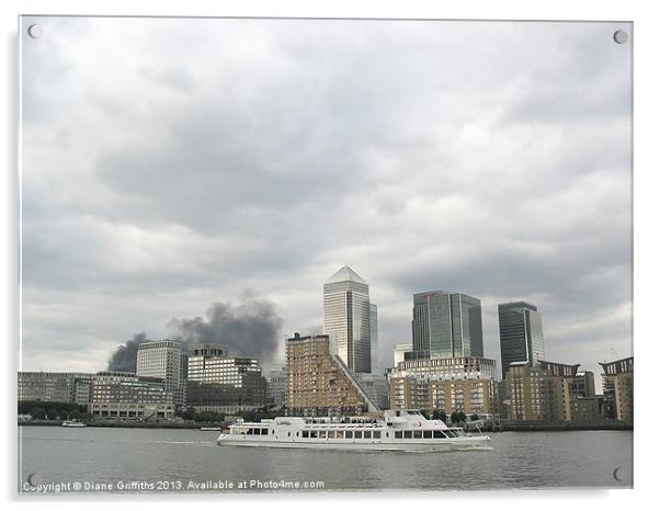Smoke at Canary Wharf Acrylic by Diane Griffiths