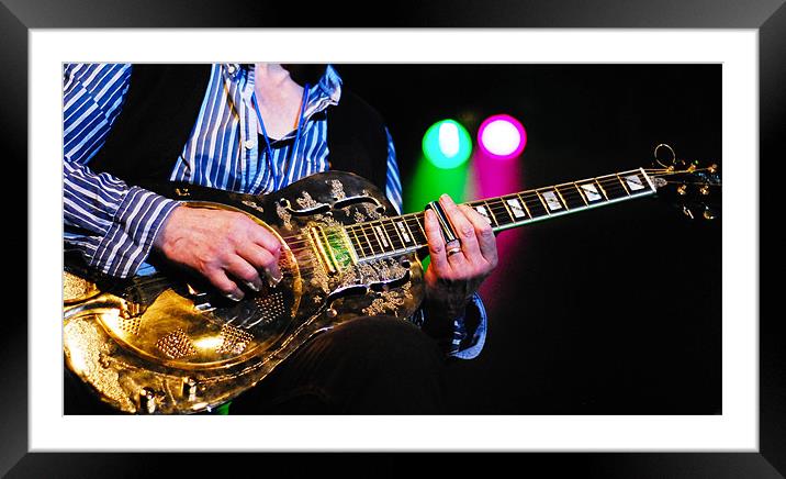 Bottleneck guitar player Framed Mounted Print by Leighton Collins