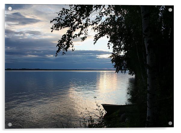 Evening on the lake Acrylic by Hemmo Vattulainen