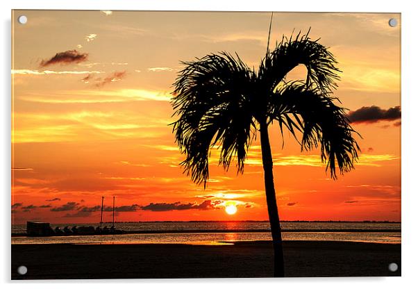 Sunset Fort Myers Beach Florida Acrylic by Pete Lawless