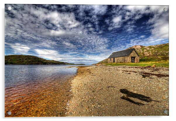 Boathouse on Loch Laxford Acrylic by Derek Beattie