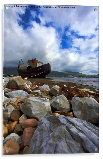 Fishing Boat Aground near Fort William Acrylic by Andy Anderson