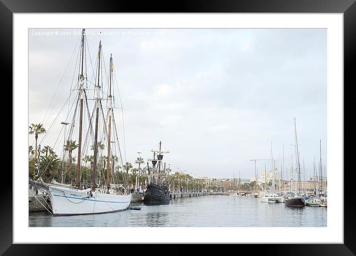 Boats Barcelona Harbour Framed Mounted Print by Jean Gill