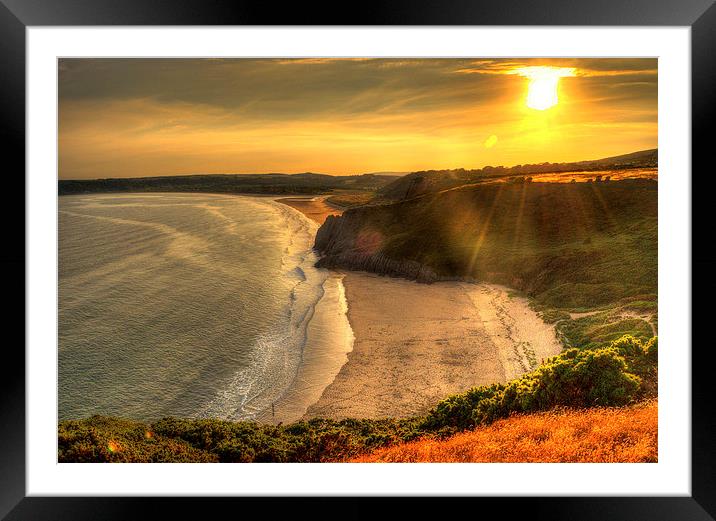 Tor Bay, Gower Framed Mounted Print by Leighton Collins