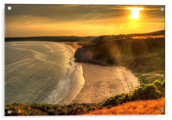 Tor Bay, Gower Acrylic by Leighton Collins