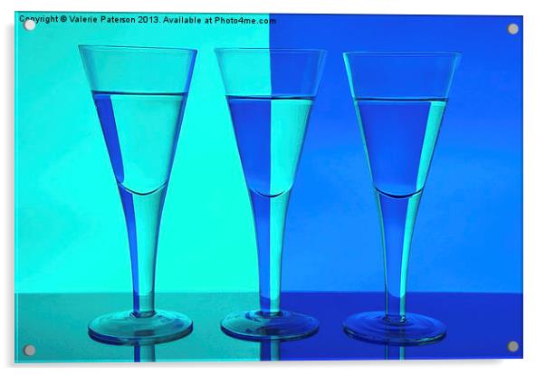 Three Wine Glasses in Blue Acrylic by Valerie Paterson
