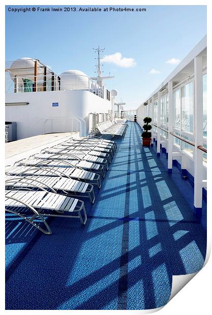 Cruise liner sun deck Print by Frank Irwin