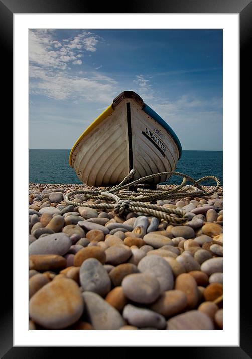 Chesil Beach boat Framed Mounted Print by Graham Custance